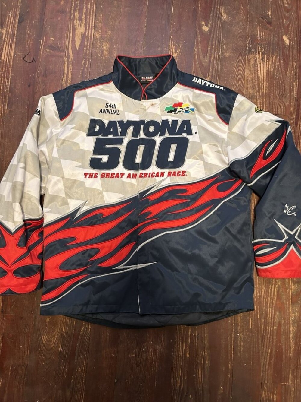Chase Authentic NASCAR Jacket Daytona 500 54th Annual Size Large Flame Blue Red